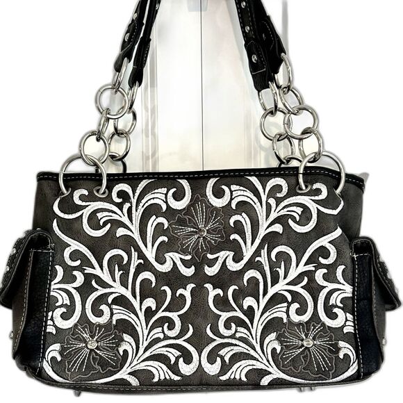 MONTANA WEST EMBROIDERED CONCEALED CARRY SATCHEL HANDBAG PURSE - Picture 1 of 15